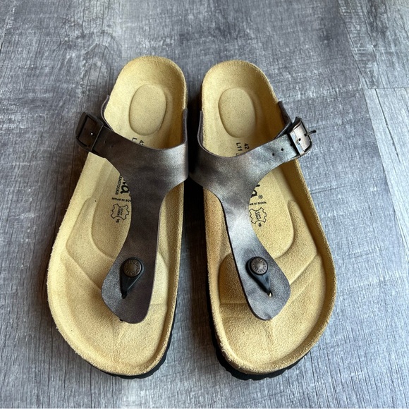 Birkenstock Betula Gizeh Sandals L 11 Slides Scuff Bronze Metallic - Picture 1 of 9